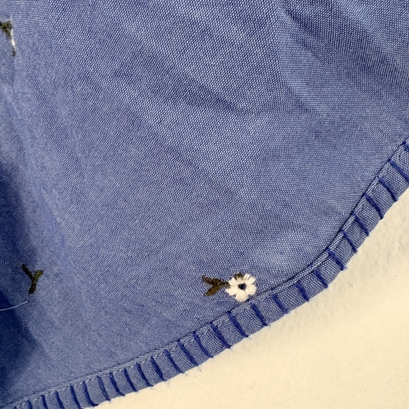 Old Navy Blue Floral Embroidered Smocked Mini Dress Plus Size 2X Boho Pockets - Picture 7 of 10